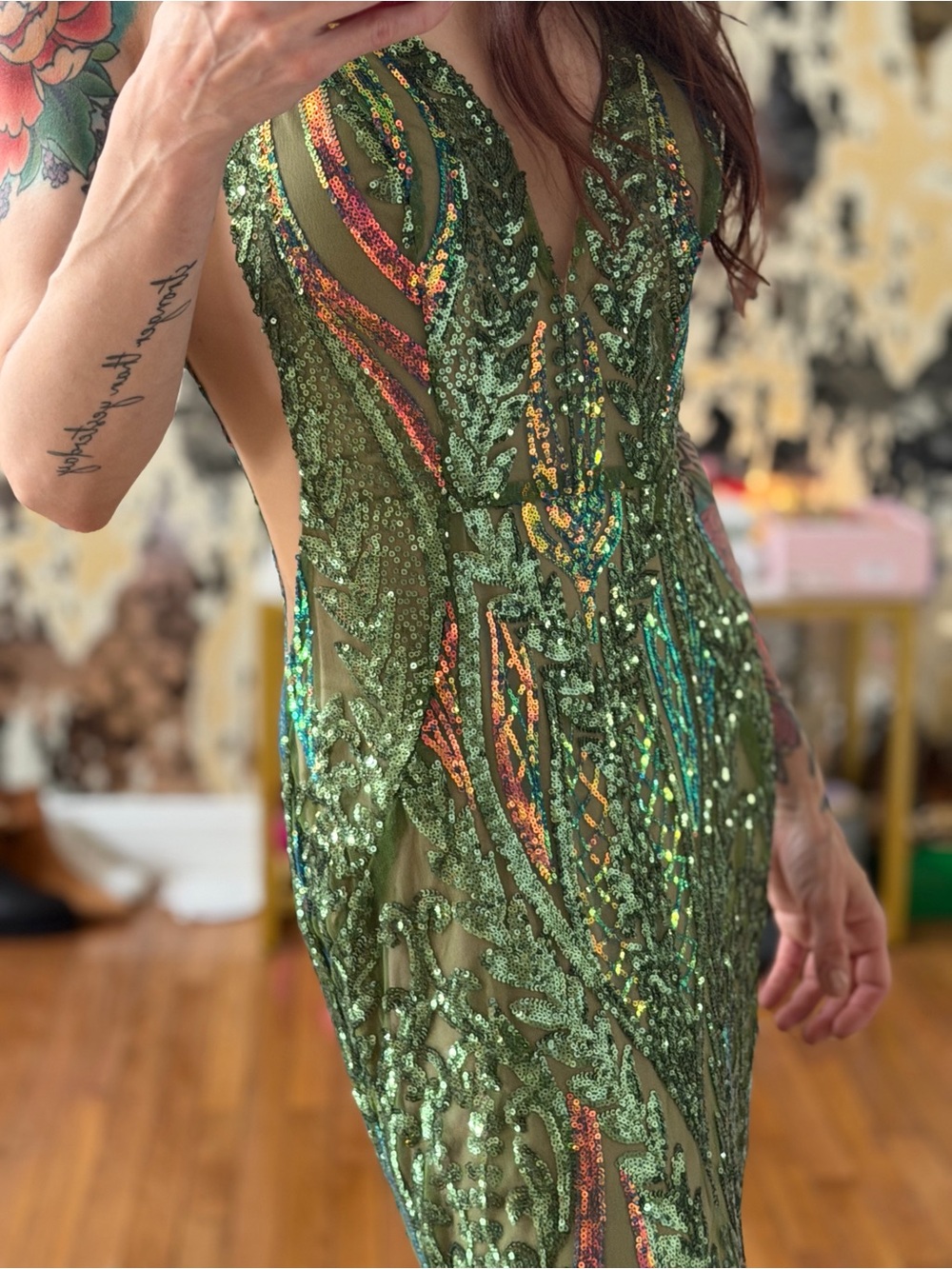 NWT JOVANI Green High Glam Sequin Prom Gown 22770 ~ Size 4 ~ Retail $829 - Picture 14 of 14